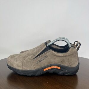 Merrell Jungle Moc Shoe Youth Kids 4.5M Gray Suede Slip On Hiking Outdoor Sneake